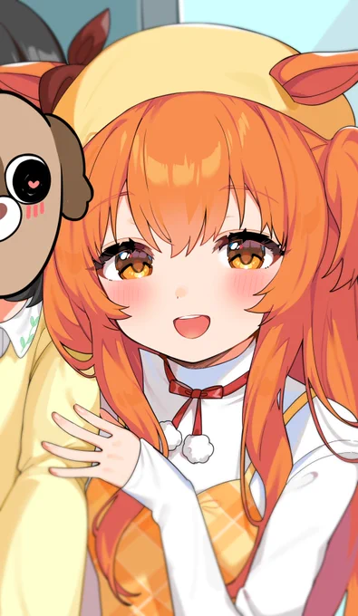 マヤノトップガンちゃんを見かけたから、声かけて一緒に写真撮ってもらいました😭❤️神対応だった❣️😭
という絵です。 