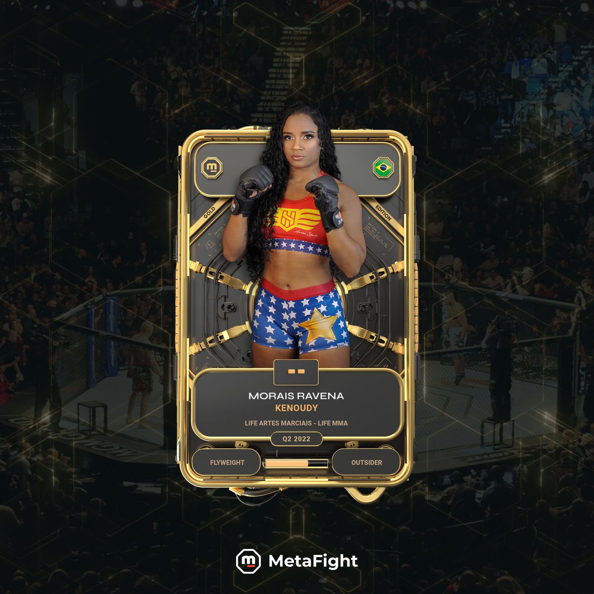 MetaFightOff's tweet photo. 🥊 Welcome to Morais "KENOUDY" Ravena, from @LifeMMA!

All her wins are KO, TKO or submissions!

🎁 Try to win 1 x WL spot

1⃣ RT
2⃣ Follow @MetaFightOff 

#MetaFight https://t.co/TyY21TGMwV
