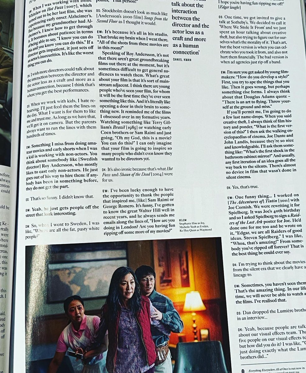 edgarwright's tweet image. Am honoured to have written a piece for the 90th anniversary edition of @SightSoundmag alongside many great film writers and contributors. If you get a copy (and you must) please enjoy my talk with @Daniels about their amazing film #everythingeverywhereallatonce￼ and much more…