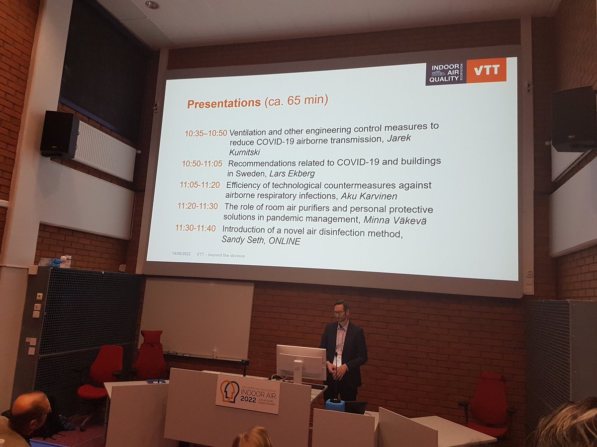 Workshop on novel technologies for biocontamination control in indoor environments: scientific background behind the technologies and their applicability to solve the airborne contamination problem <a href="/VTTFinland/">VTT</a> @iaqe_fi #IndoorAir2022