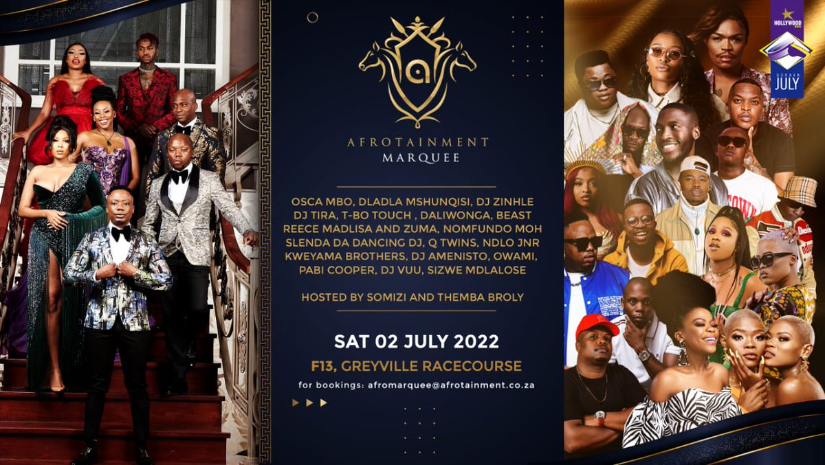 DJTira's tweet photo. Someone is going to win an all expenses trip to the Durban July... Question is who is this lucky person?????
#AfroDbnJulyMarquee22 https://t.co/liujpyIsRp