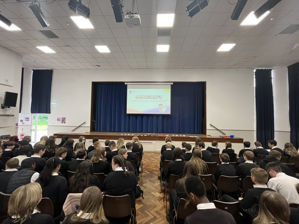 Exciting Year 8 assembly this morning. Looking at the excellent <a href="/Minecraft/">Minecraft</a> work that has taken place over the past few weeks in Digital Technology. Designing a ‘Stadium of the Future’ for local rugby team <a href="/PontypriddRFC/">Pontypridd RFC</a> - Sardis Road.