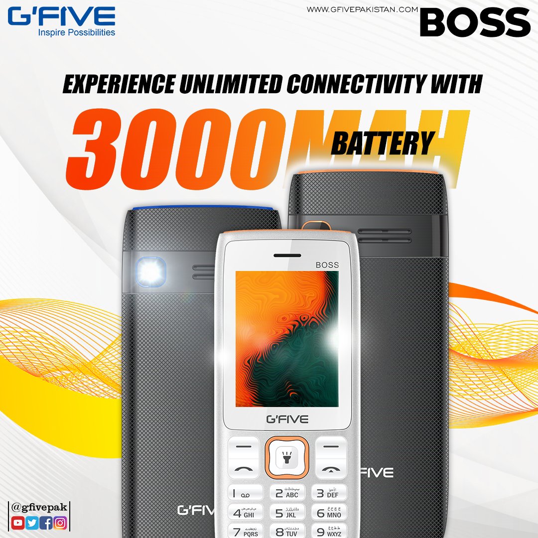 gfivepak's tweet photo. G'Five Mobile Featurephone | BOSS | comes with 3000mAh Long-Lasting Battery and a 2.4-inch Big Bright Display, with 5-Torch Lights, Audio/Video Player, Bluetooth, and much more..!!

#DUAL_SIM #CAMERA #FM_RADIO #3000mAh #BATTERY #BIG_POWERFUL_SPEAKERS #4TORCHLIGHT #GFIVEMOBILE https://t.co/4xq9bcQOka
