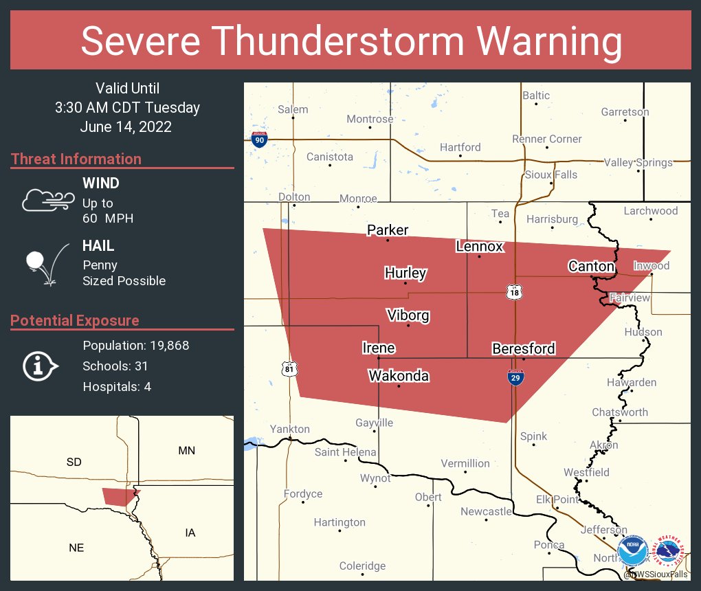 NWS Sioux Falls on Twitter "Severe Thunderstorm Warning including