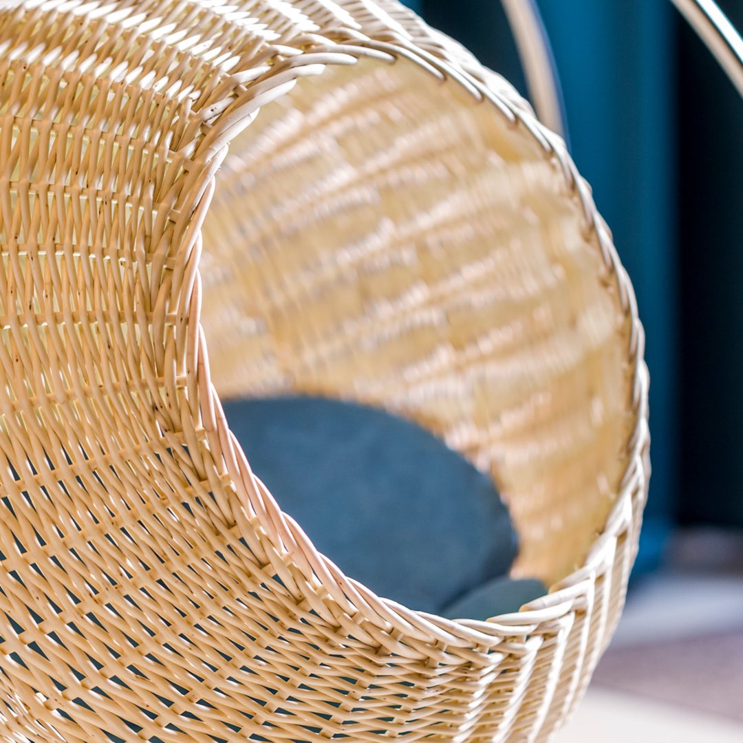 Bogarel's wicker spheres are woven in the ancestral home of basketry in France: the Haute-Marne.

White wicker is the most resistant part of the plant. Its very light honey colour is very popular in contemporary furniture.

#interiordesign #innovativedesign #catfurniture
