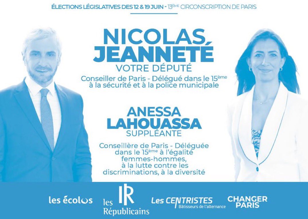 Heureux d'avoir participé à la #campagneélectorale de <a href="/njeannete/">Nicolas Jeanneté</a> &amp; <a href="/AnessaLahouassa/">Anessa Lahouassa</a> au 1er tour ds #electionslegislatives sur la 13e #circonscription de #Paris Je leur souhaite un avenir politique brillant, ils le méritent
#BRAVO #circo7513 #Paris15
👉spéciale dédicace à l'équipe