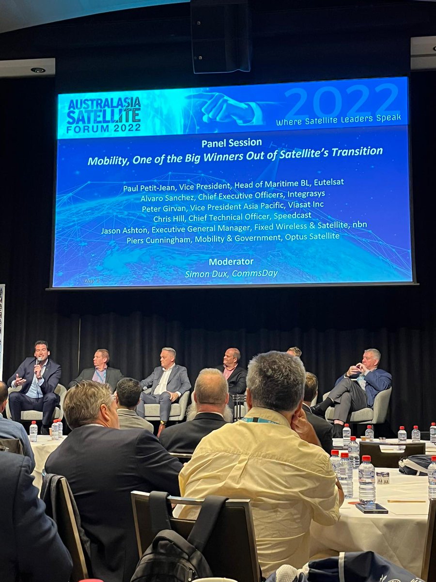IntegrasysSA's tweet photo. ➡️First day at #ASF2022 ! We are pleased to be back in Sydney!
📢 We have been part of the panel discussion: Mobility, One of the Big Winners out of Satellite’s Transition.
🛰️🚀Visit our booth to know more about the latest technologies!
#satcom #satellite #integrasys https://t.co/a2AOusHrHM