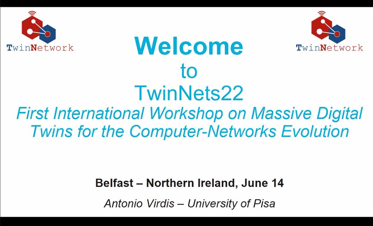 DigitalTwinNets's tweet photo. 📢We are ready to start !  Join our hybrid event #TwinNets22 Workshop at @wowmom2022 
to talk about #DigitalTwin &amp; #Networking. Program and information available here https://t.co/QkLl9de5J4 https://t.co/JCao2OpWqM