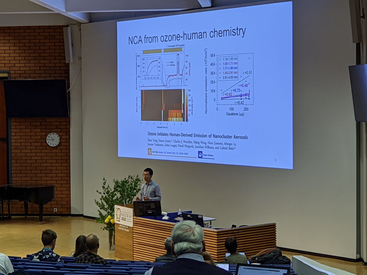 Joonas Vanhanen (@vanhanenjoonas) on Twitter photo Ozone + human skin lipid compounds form nanocluster aerosol by <a href="/TianrenWu/">Tianren Wu吴天人</a> at #IndoorAir2022 Ozone + human skin lipid compounds form nanocluster aerosol by <a href="/TianrenWu/">Tianren Wu吴天人</a> at #IndoorAir2022