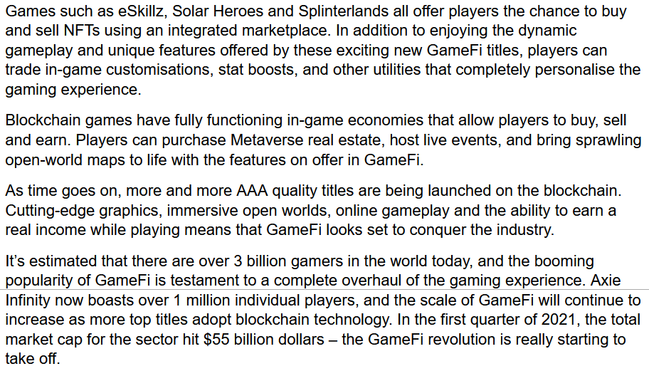What is blockchain gaming? 🎮

Blockchain games have fully functioning in-game economies that allow players to buy, sell and earn. Bringing gaming on-chain opens a new world of possibility!

@eSkillzNFT <a href="/splinterlands/">Splinterlands</a> <a href="/SolarHeroesNFT/">SolarHeroes</a> 

Learn more about blockchain gaming 👇
