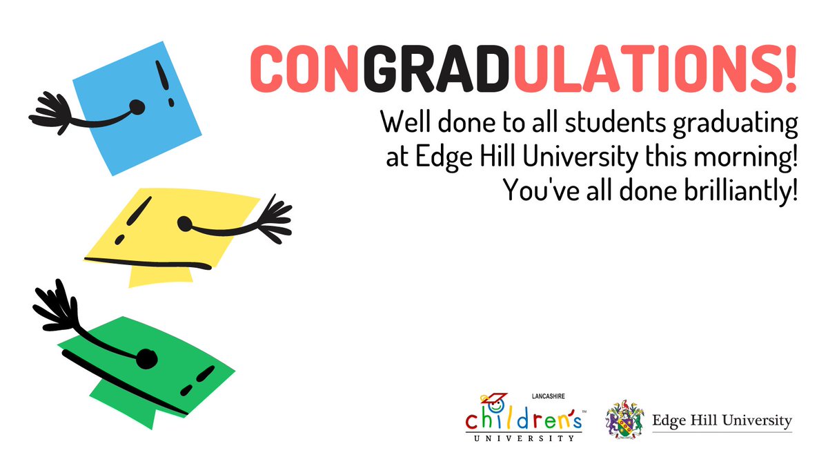 LancashireCU's tweet photo. Our first graduation ceremony is here! Congrats to all students graduating at @edgehill this morning!🎓 Don't forget to tag us in your selfies and use our hashtags #CUGrad22 and #LearningForFun!

@AppleySaintsCE @LittleDigmoor #ChildrensUniversity #PrimaryEducation https://t.co/EsAEbWCoN2