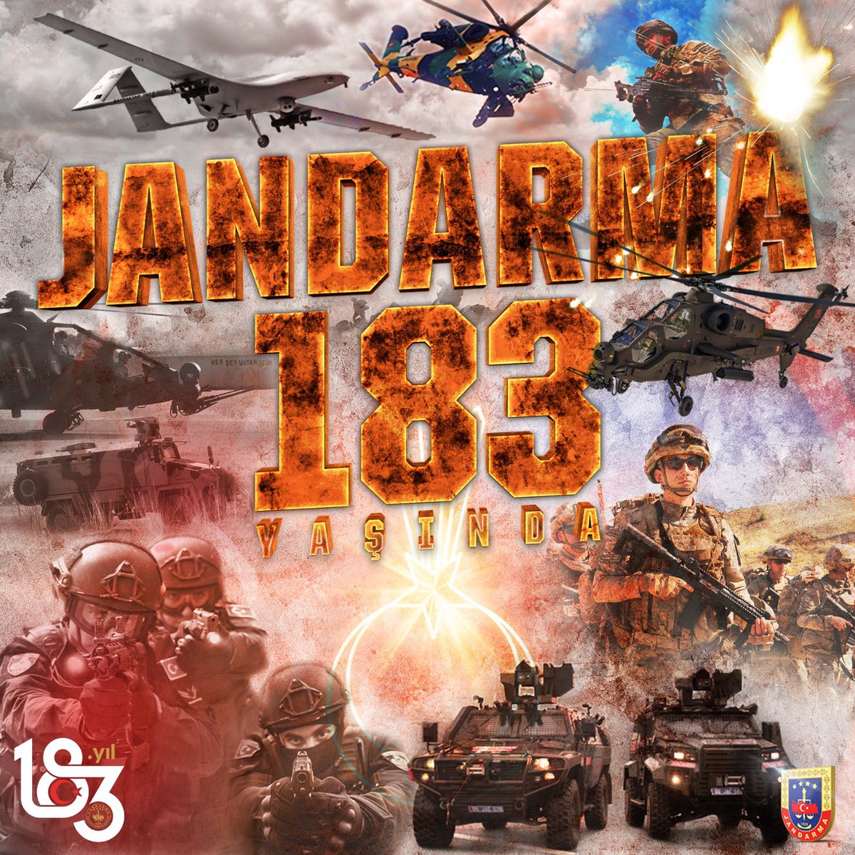 jandarma's tweet photo. Güçlü,
Güvenilir,
Hazır!

183 yıllık mazimizle, aziz milletimizin emrinde olmanın mutluluğunu yaşıyoruz.
#Jandarma183Yaşında https://t.co/1crVP9HwSW