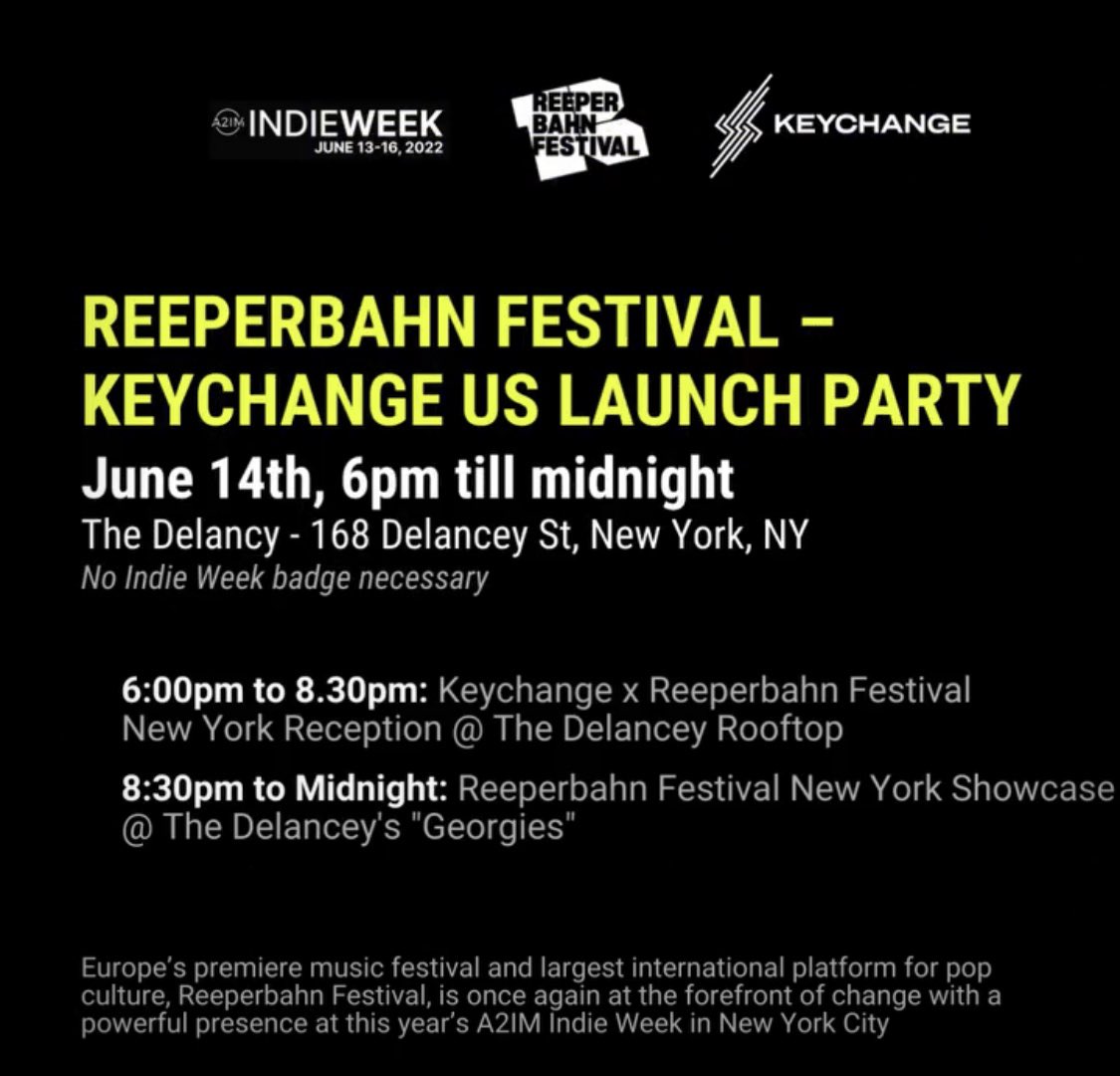 Joe_Frankland's tweet photo. Today’s activities kick off with a look at transformative leadership in the U.S. and Europe, before a VIP afternoon event, then a @Reeperbahn_Fest x @KeychangeEU #KeychangeUS launch party and showcase https://t.co/VK37X7pd21