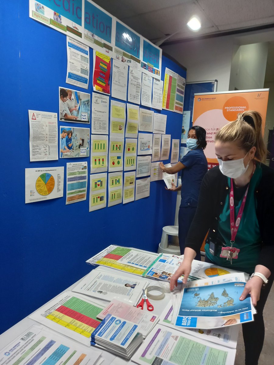 Setting up information stand for day 2 of medication safety week in Our Lady of Lourdes Hospital.@NursingOlol