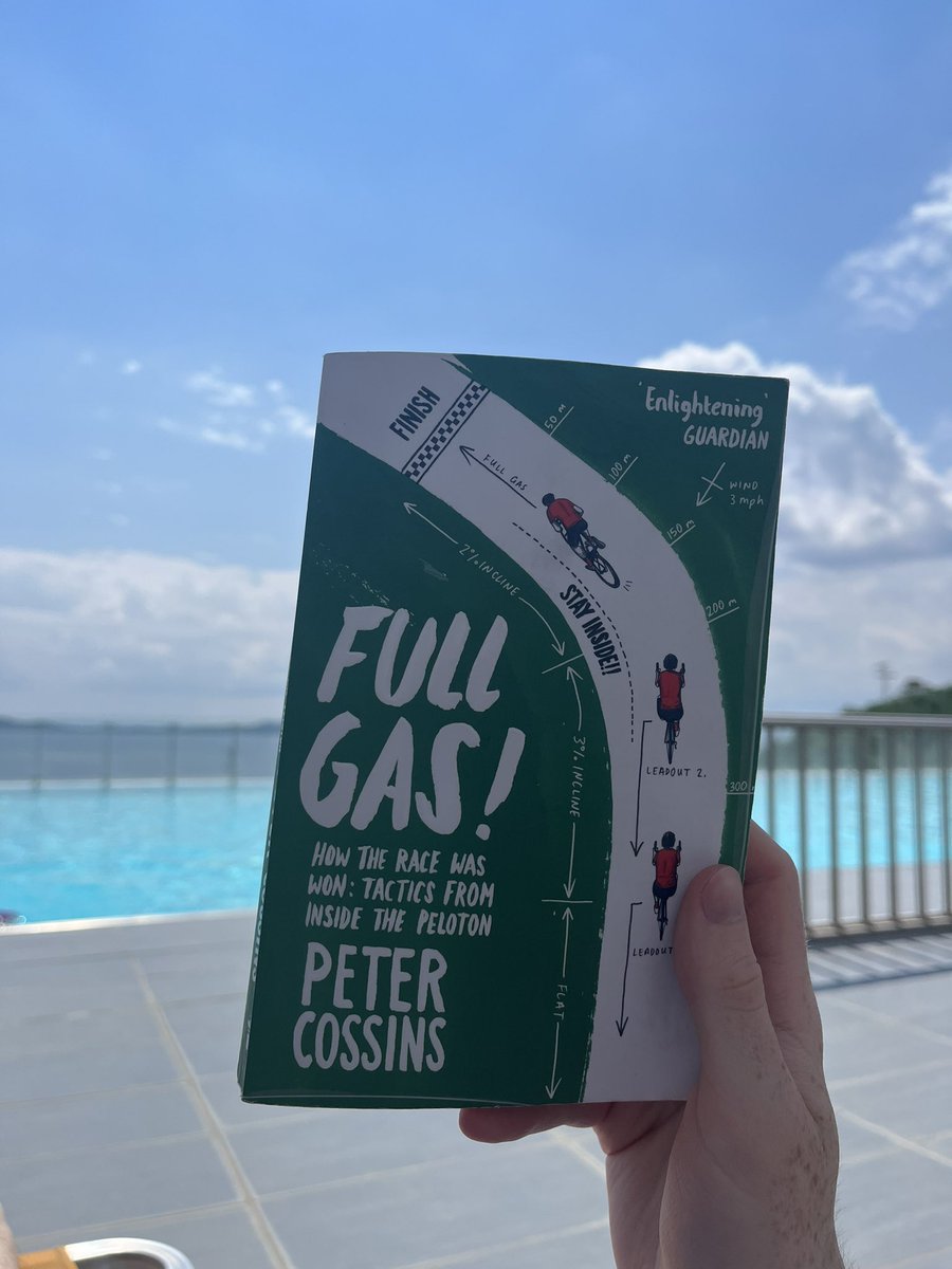 PeteTrifunovic's tweet photo. Just back from a week of sitting by the pool in 🇬🇷, made even better reading ‘Full Gas’ by @petercossins. A great insight into the sport - particularly enjoyed the chapter on the gruppetto. 

Any recommendations for other good books? #couchpeloton https://t.co/KRMMGrCOMZ
