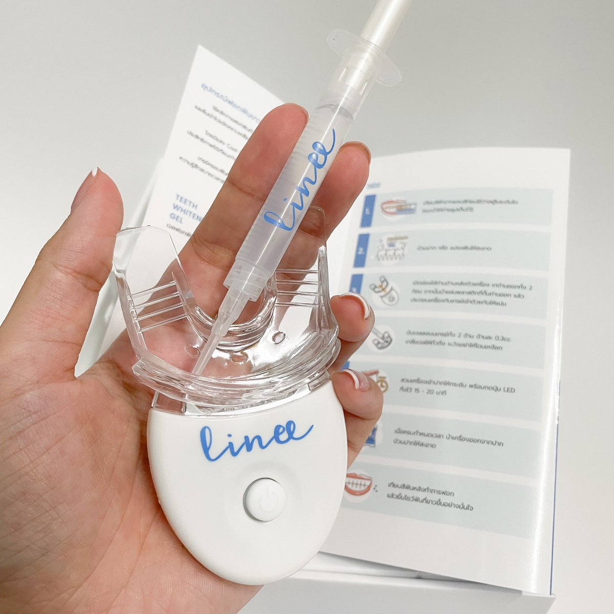 wch_reviews's tweet photo. เพิ่งรู้ว่าเครื่องฟอกฟัน linee สามารถใช้กับคนจัดฟันได้ด้วย เจลไม่ทำลายเหล็กจัดฟันไม่เป็นอันตรายด้วย ใช้ง่าย มีบอกขั้นตอนต่างๆ สะดวกสุดๆ ฟอกอยู่บ้านสบายๆแค่ครั้งละ 15นาที ก็ทำให้ฟันเริ่มขาวขึ้นแย้วว 🦷💙#ไว้รีวิวห้ามขายของโว้ยย https://t.co/nH7dzoAacb