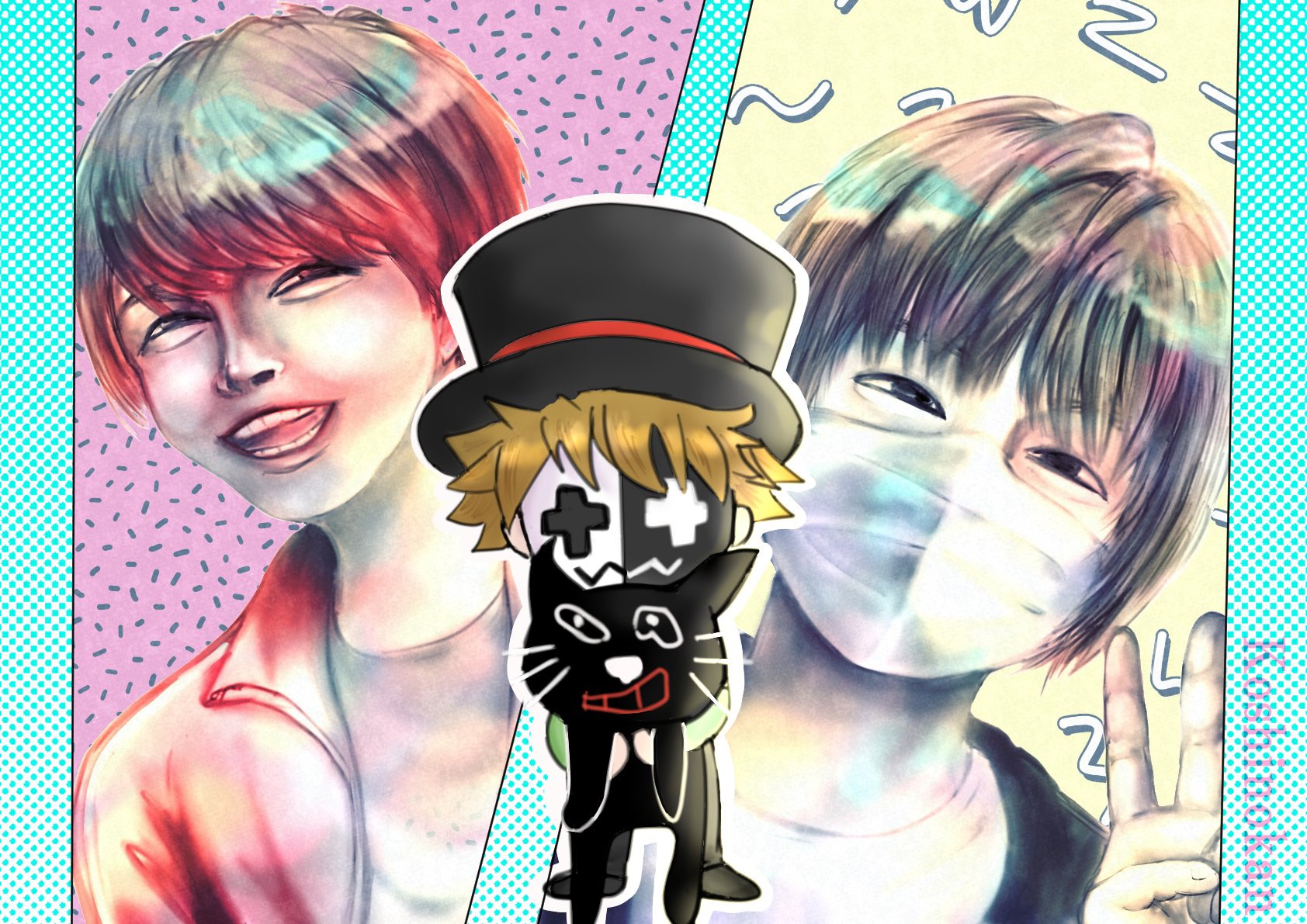 越乃かん 低浮上気味です リクエスト第五弾 ハッピーで綺麗なイラストを描かれるにゃんこさんより ゲーム実況 者のキヨさんとレトルトさんのリクエスト頂きました ありがとうございました イラスト キヨ レトルト ファンアート