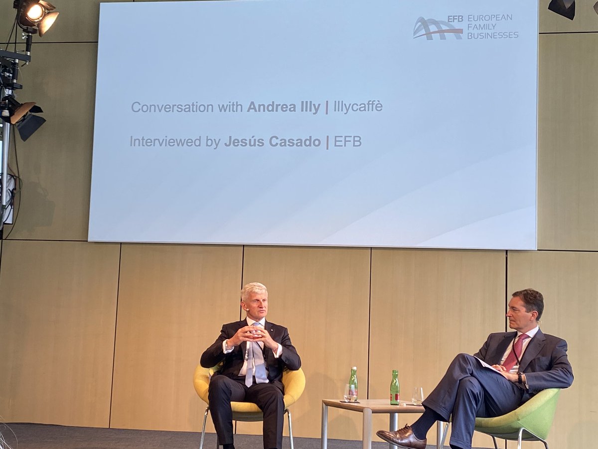 Andrea Illy from <a href="/illycaffe/">illycaffè</a> speaks about the #FamilyBusiness started by his forefathers way back in 1935 at the #EFBSummit22 in #Berlin “Satisfying our needs without compromising those of the future generations” is an essential principle to achieve  #sustainability. <a href="/EuropeanFBs/">European Family Businesses</a>