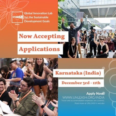 Calling all #youth from #MENA region: 1 week left to apply to <a href="/UNLEASHlab/">UNLEASH</a> in #India where you will get to work in international teams to find solutions to the #SDGs. Application link and details can be found here: unleash.org/india/