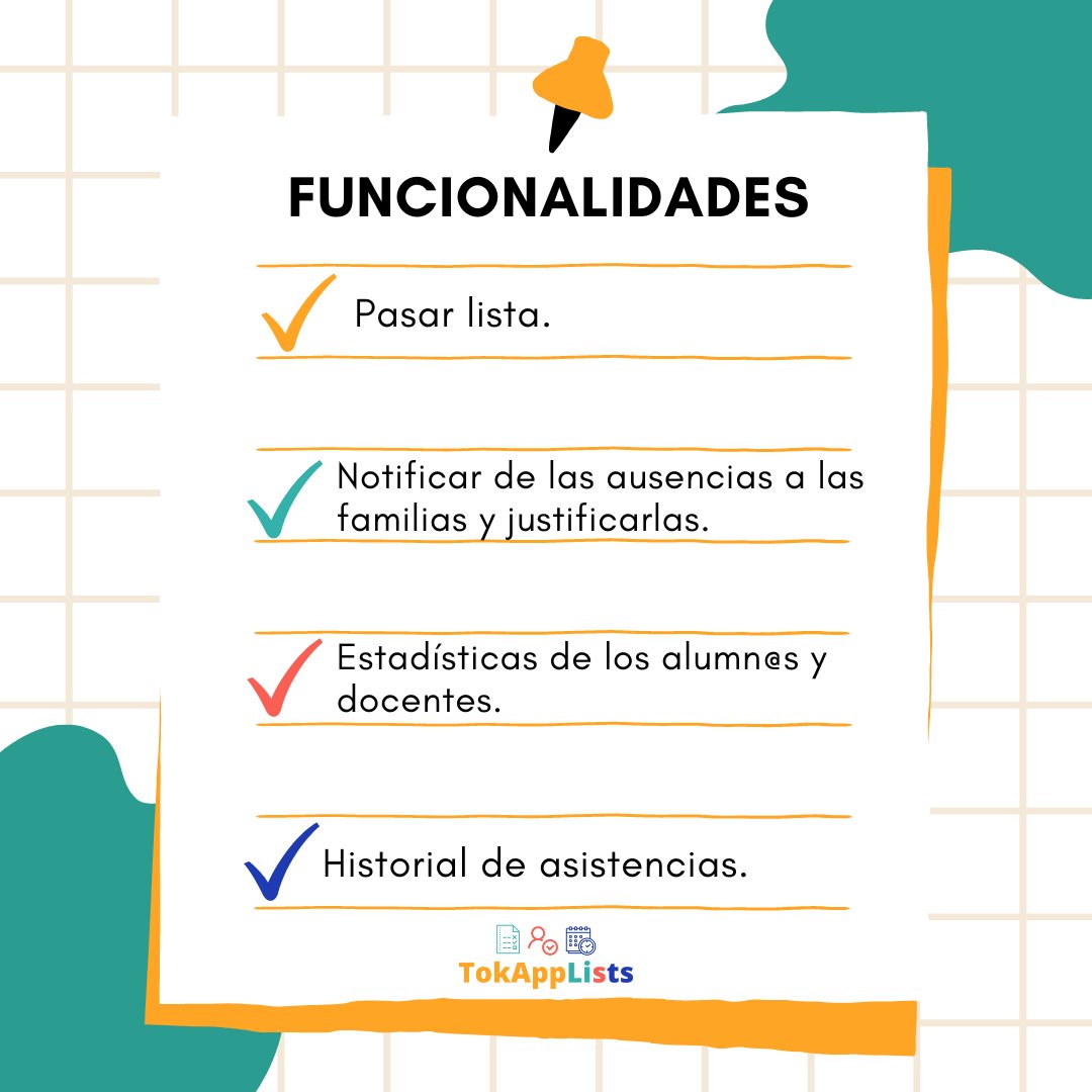 TokappSchool's tweet photo. 🎉 ¡𝐘𝐚 𝐞𝐬𝐭á 𝐝𝐢𝐬𝐩𝐨𝐧𝐢𝐛𝐥𝐞 #𝐓𝐨𝐤𝐚𝐩𝐩𝐋𝐢𝐬𝐭𝐬! Con esta nueva funcionalidad de #Tokapp podrás:
✅ Pasar lista:
✅ Enviar/ Notificar de las ausencias a las familias y justificar las ausencias.
✅ Estadísticas de los alumn@s y docentes.
✅ Historial de asistencia. https://t.co/Krk0pbvrOD