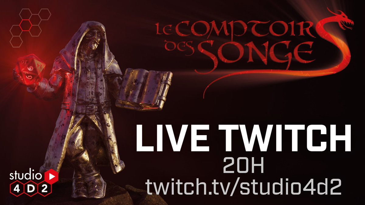 Studio4D2's tweet photo. On sera en live ce soir à 20h sur https://t.co/q3H5QEn4As. C'est la dernière de la saison du Comptoir des songes. On revient en août. #rpg #ttrpg #DnD #DnDcharacter #DnD5e #studio4d2 https://t.co/UkMqo0PnkM