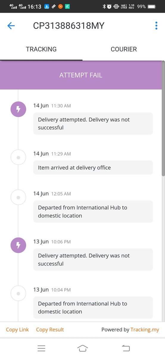 myrazarn's tweet photo. @posmalaysia i want to check current status for Tracking No : CP313886318MY,it's stated 2 times,failed to deliver. https://t.co/g8iu8yLdOP