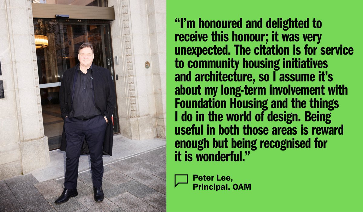HASSELL_Studio's tweet image. Principal Peter Lee has been awarded an Order of Australia Medal (OAM) for his service to community housing initiatives and to architecture as part of the 2022 Queen's Birthday Honours. Congratulations Pete.

Learn more: hassellstudio.com/news-event/pet…