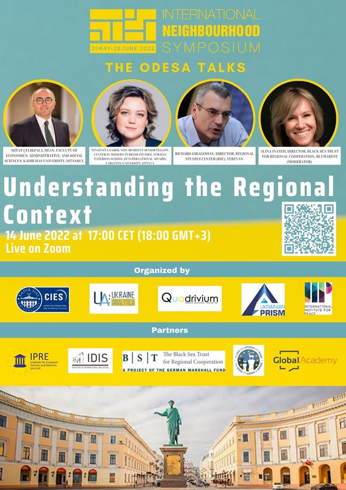 Join me today at 18:00 GMT+3 for the #Odesatalks on 'Understanding the Regional Context' with @MCelikpala @GaberYevgeniya @Richard_RSC & @ainayeh 
Zoom link: us02web.zoom.us/webinar/regist…
Joint @CIESatKHAS @iipvienna @UA_Analytica @prismUA @blackseatrust @IDIS_IR @TRGlobalAcademy event