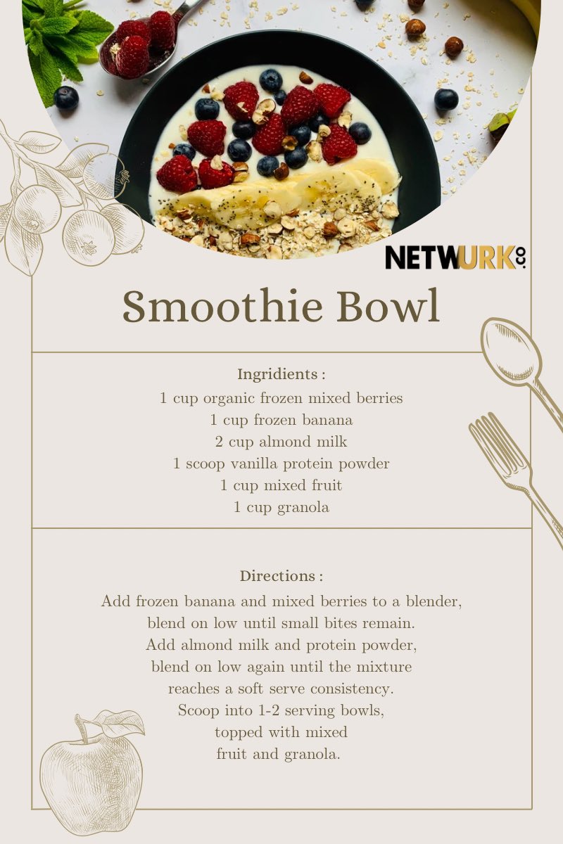 NetwurkCo's tweet photo. 🫐🍓SMOOTHIE BOWL RECIPE 🍓🫐

#netwurkco #netwurk #instagram #influencer #influencermarketing #marketing #trends
#trending #genuinecontent #authentic #engaging #engagingcontent  #company #campaigns #brands #instagram #tiktok #facebook #socialmedia #smoothiebowl #smoothie #food https://t.co/XpxbTC5C1z