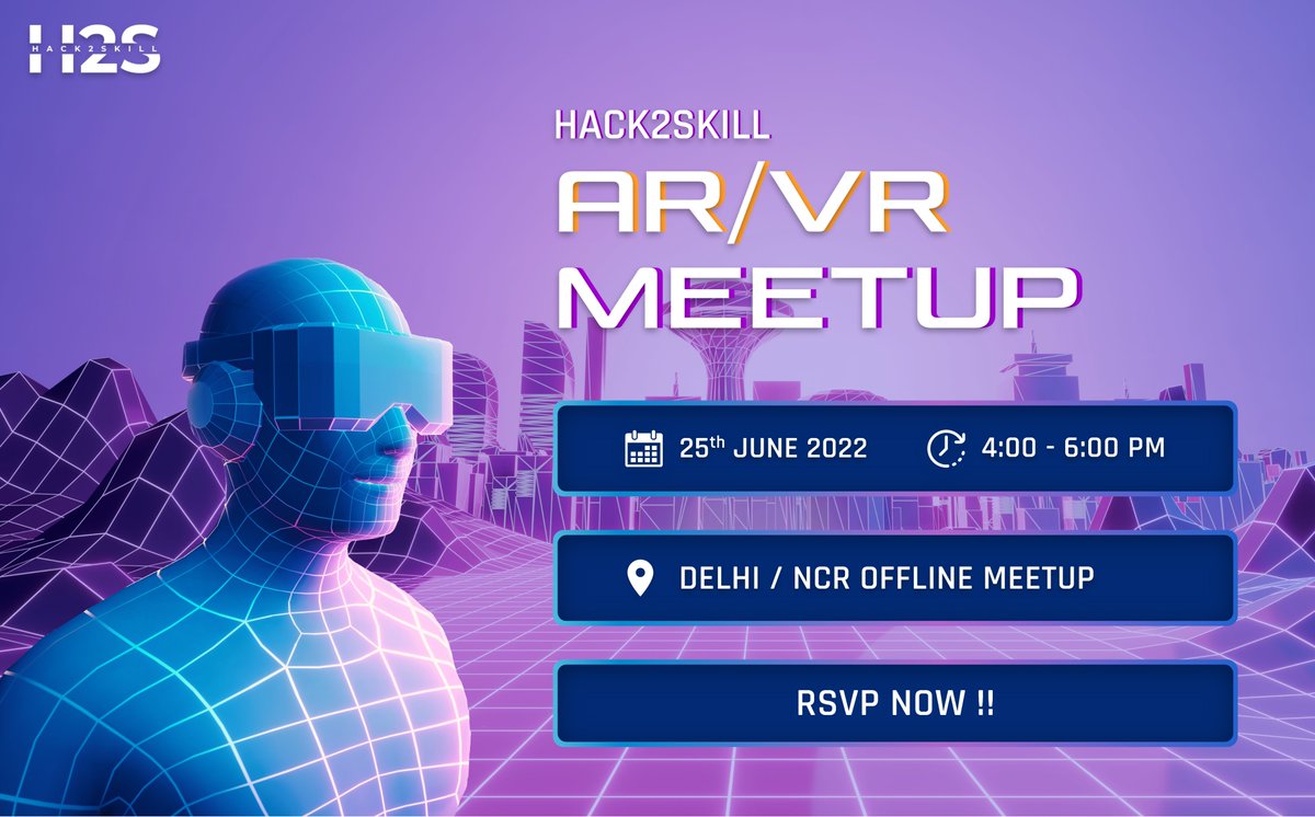 hack2skill's tweet photo. Hack2skill Delhi AR/VR offline #meetup is a huge opportunity for our #community to interact and network with AR/VR professionals. Let's co-create an immersive reality together! 
Event details:
June 25th, 2022 | 4:00pm - 6:00pm IST
Register now: https://t.co/uGvUOJbr7a
#ARVRmeetup https://t.co/5afA4GrqoM