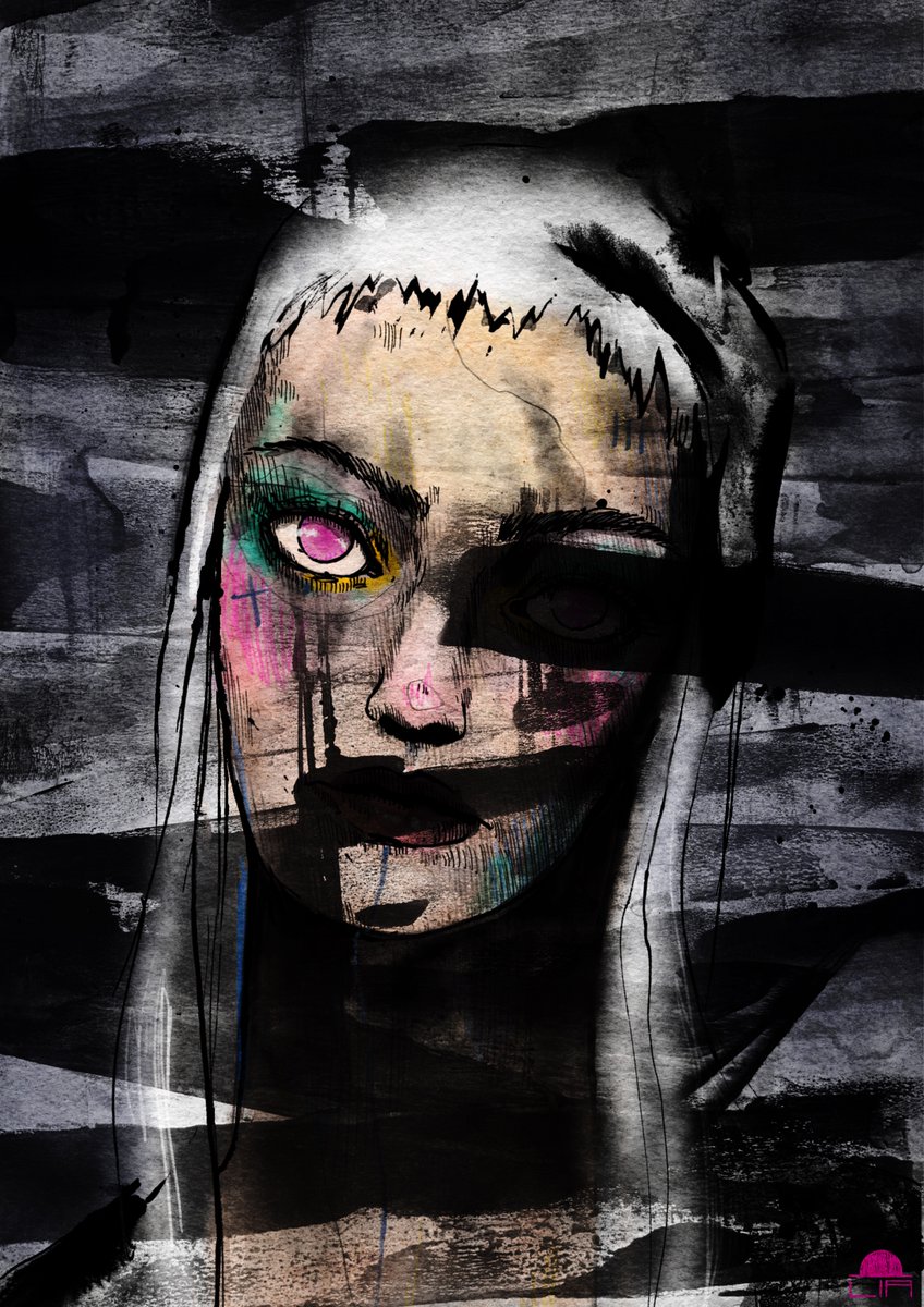 LiaMoonrise's tweet photo. "Struggle" will be auctioned on @MonsterzDao @exchgART page at 7PM UTC!

I've mixed a lot ink on paper with digital on this piece. 
The girl and all the brushstrokes where made on paper then scanned.

Definitely want to explore more this kind of process in the futur! https://t.co/nIFUn2ZV9W