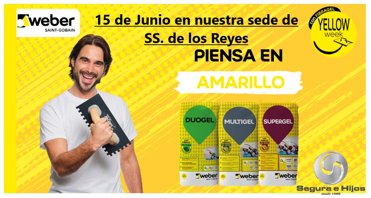 Ven mañana a nuestra sede de SS. de los Reyes a por tu regalo y descubre y prueba los productos de la gama Fibra Gel de #Weber!!
¿Te lo vas a perder? seguraehijos.es
#SeguraeHijos #MejorExposiciondeEspaña2019 #Promocion #Construccion #Reforma #Arquitectura #Albañileria