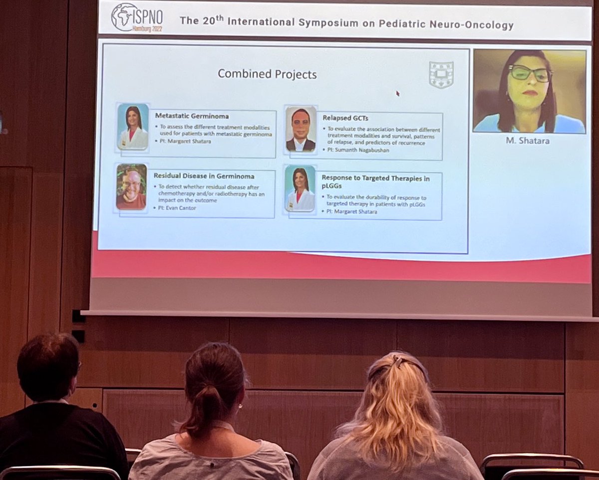 My ⁦<a href="/KoschmannLab/">Koschmann Lab</a>⁩ photo lives on- Dr Shatara presenting the international research collaborations coming out of her international tumor board #ISPNO2022 #ISPNO ⁦<a href="/sweetomaggie/">Margaret Shatara</a>⁩
