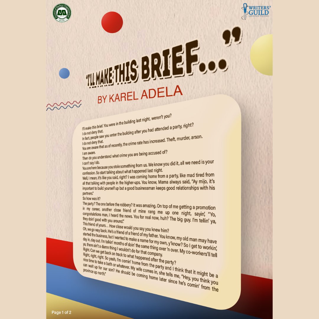 WGDLSU's tweet photo. So, had the killer been detained, or did they escape? Congratulations to the winners of the second Write-A-Thon prompt namely, Karel Adela with her written work that gave us a good chuckle and perhaps stirred a confession from us as well, https://t.co/40FJYyhDng
