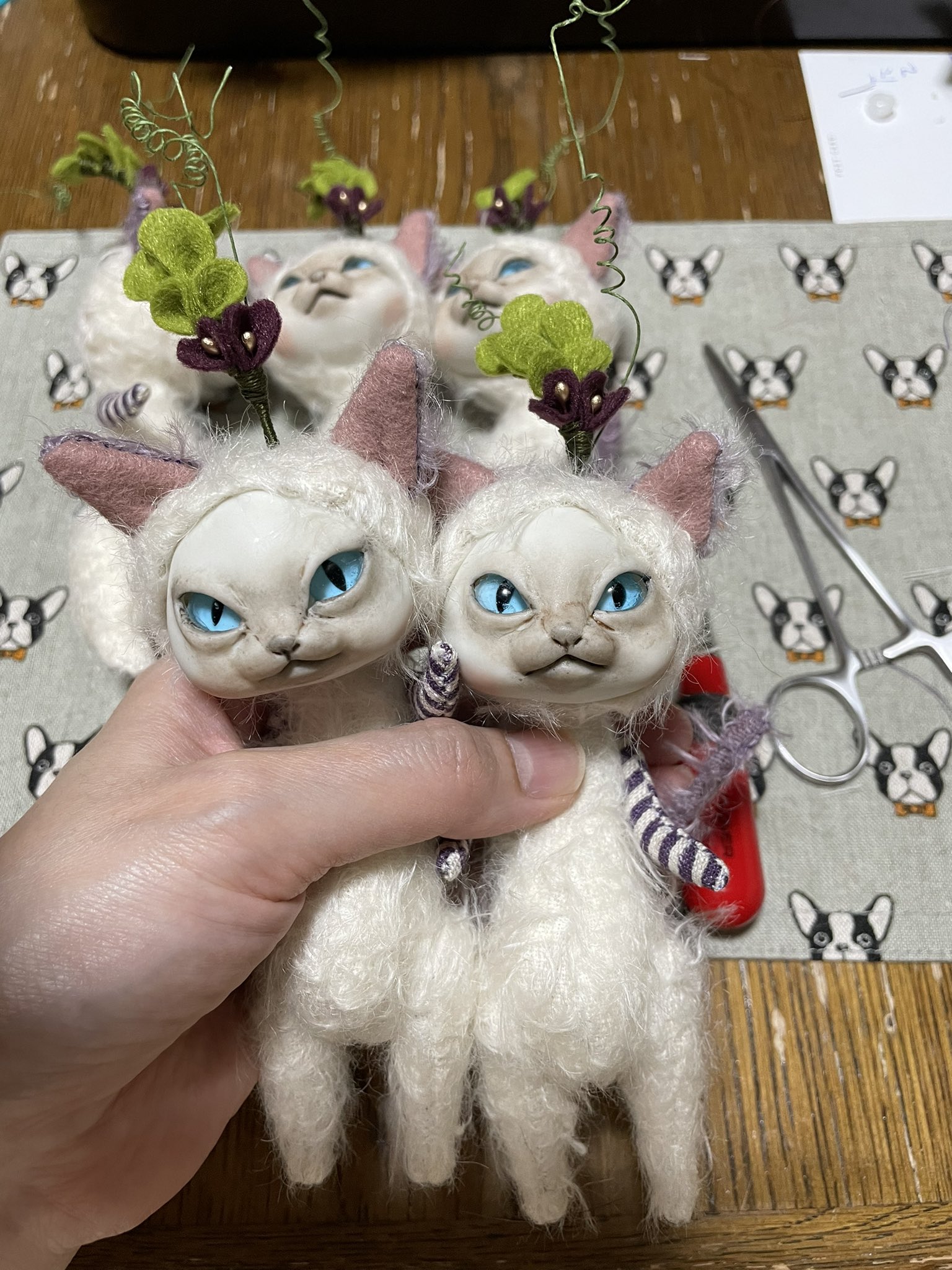 テディベアうさぎの三兄弟 カルトナージュボックス付き