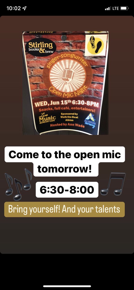 Open Mic Tomorrow Wednesday 6/15! 6:30-8:00