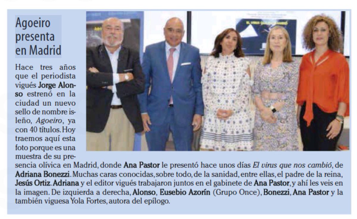 AdrianaBonezzi's tweet photo. Gracias a @Farodevigo por hacerse eco de la presentación de mi #libro2 #elvirusquenoscambio editado por Agoeiro y rodeada de @Cocodrilodos @YolaFortes @anapastorjulian @ILUNION gracias!✨✨ https://t.co/hYw0XfiStR