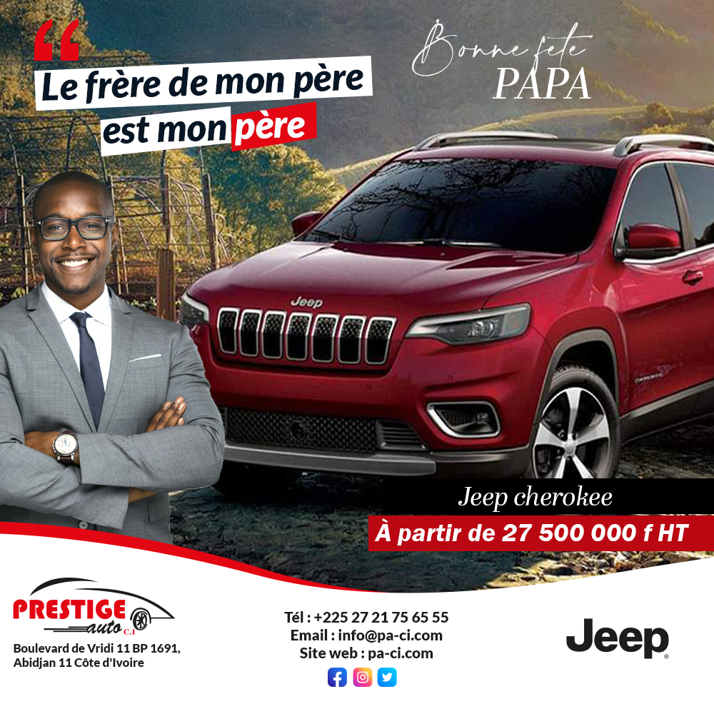 PrestigeAutoCi's tweet photo. Découvrez le monde qui vous entoure avec la nouvelle Jeep Cherokee. Son design extérieur, revisité fera tourner toutes les têtes et son habitacle de confort avec des sièges en cuir, et des aménagements high-tech.
+225 27 21 75 65 55
info@pa-ci.com - https://t.co/vFj1V5ya9X https://t.co/dwhsbotcFJ
