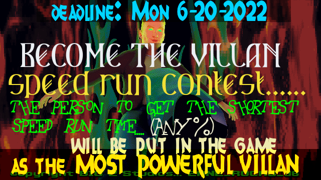 Zane_Rocks_36's tweet photo. heres a contest for all you speed runners out there. i will put you IN THE GAME....as the most evil villan.... of all time. submit in our discord in the Speedrun Contest channel by 6-20-2022 monday.... or else https://t.co/8BGgDMrWHx https://t.co/4ak9LQtd22