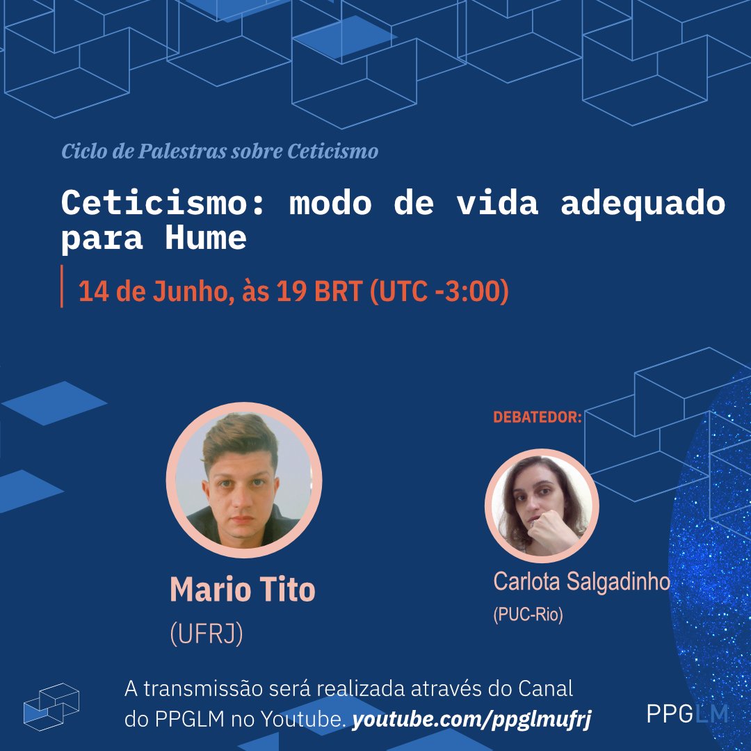 ppglm_ufrj's tweet photo. Assista a palestra de Mario Tito hoje, às 19h, no nosso canal do YouTube: https://t.co/TMHutrtlSk
#filosofia #ceticismo #ppglm #ifcs #ufrj #uff https://t.co/ZOFtWSSEqy