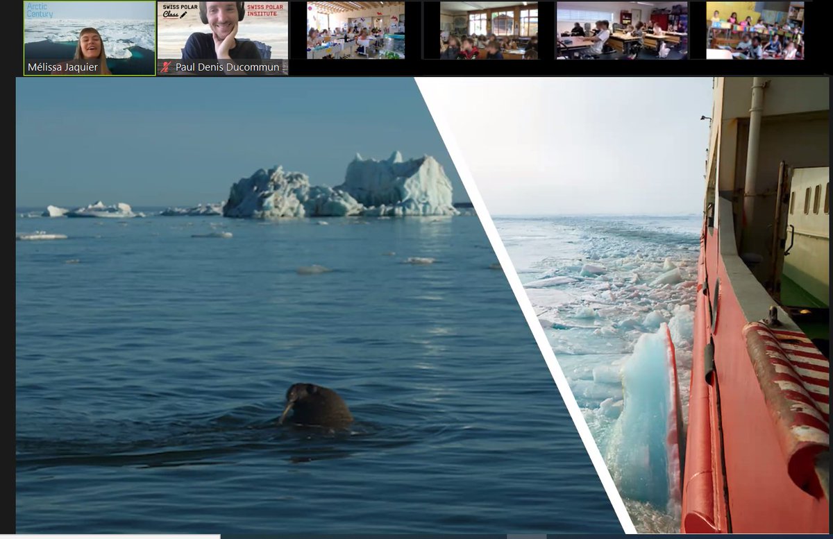 Evénement de #SwissPolarClass avec Mélissa Jaquier, qui a fait une présentation en ligne sur ses recherches en #Arctique.
11 classes et 205 élèves de toute la Suisse romande ont activement participé ! 👏