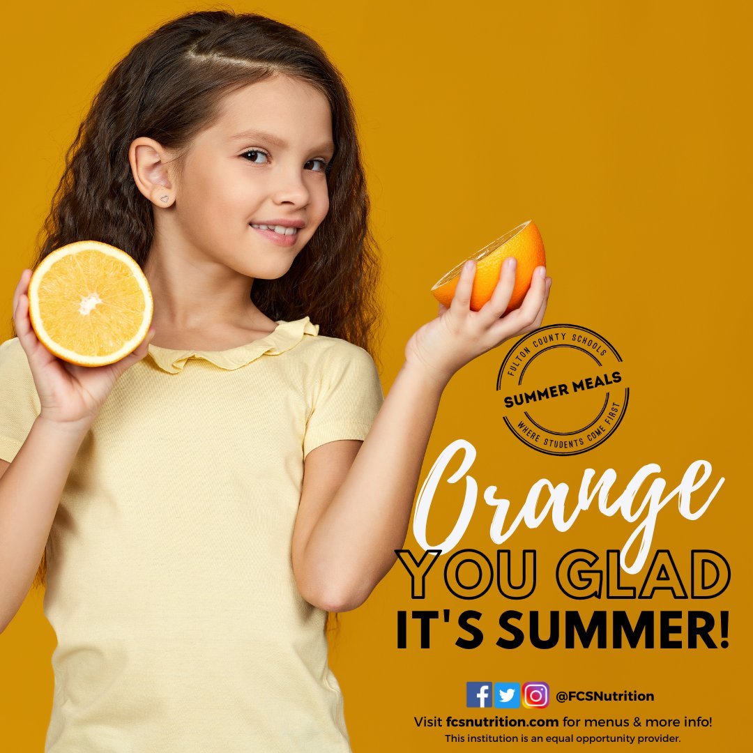 #SummerMeals are very A-PEELING 🍊🍊! Nutritious & delicious student favorites are available daily including a variety of fresh produce. Students & children in the community 18 and under, and those under 21 with special needs, may enjoy a summer meal at NO COST.