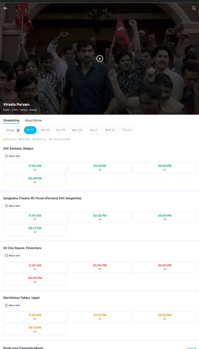 Rana_Trends's tweet photo. Book ur tickets 🎟️🎟️ for #VirataParvam 

Paytm movies -  https://t.co/hykRGUB5r3
Book my Show -  https://t.co/cJHhoCvXXG 

#RanaDaggubati #Saipallavi 
@RanaDaggubati @Sai_Pallavi92 #VirataParvamOnJune17th https://t.co/RO7lxKs9Lp