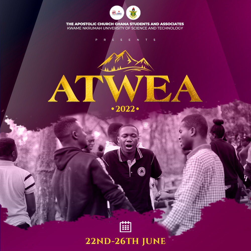 aposa_knust22's tweet photo. ATWEA 2022🥳
 ARE YOU READY TO HAVE A MOUNTAIN TOP EXPERIENCE?💃💃

 Gird your loins, ready your heart as we ascend the mountain of the LORD with all fervor and an expectation to experience the opening of the heavens🙇🏽‍♂️🔥

Mark your calendar and don't miss out😉

#ATWEA2022 https://t.co/JolbdRV6si