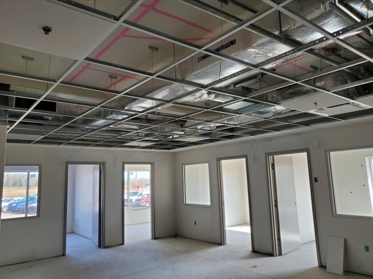 On site at Atlantic Beef Products Inc. taking care of all framing of walls, interior and exterior, installed bar ceilings, drywall and semfilled installed door frames and doors, skylights and bulkheads! 👍🏼 
General Contractor: SGK Atlantic