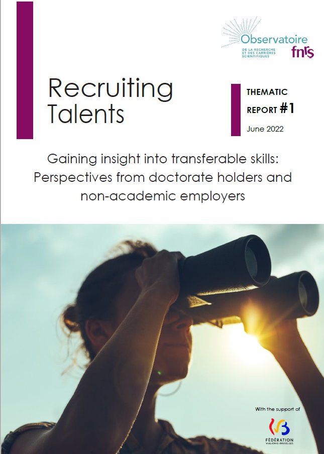 ObsFNRS's tweet photo. 📢New Publication!
Recruiting Talents - Thematic Report #1
"Gaining insight into transferable skills
training: Perspectives from doctorate holders and non-academic employers"
🔎📰📊
Report👉https://t.co/ldOnv2zJbH
Executive summary👉https://t.co/ALN27tpMma
#AcademicTwitter https://t.co/g0TCnr0fbu