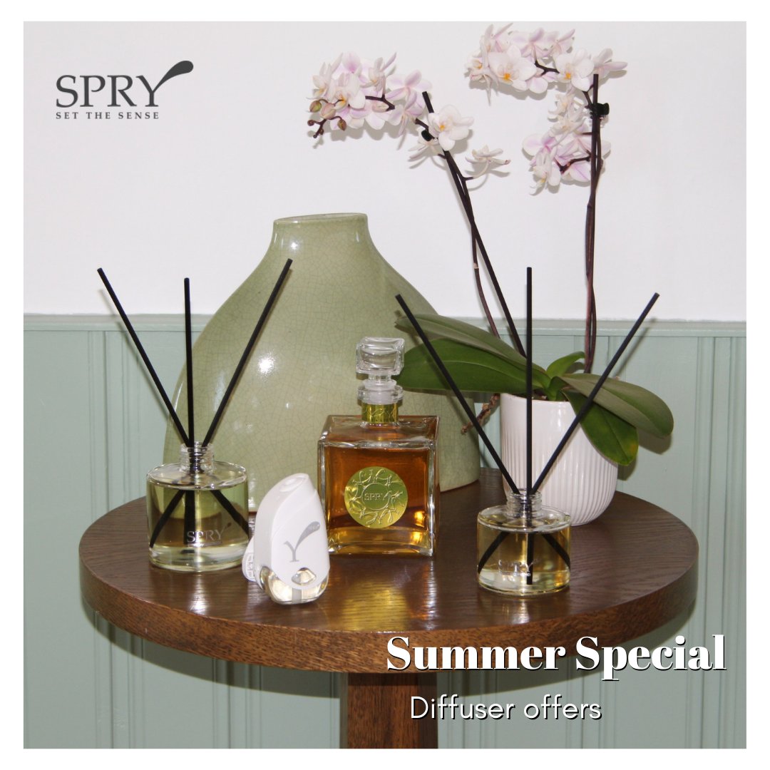 At Spry we have some amazing summer offers for you.  Spend over £39 and get a FREE plug-in diffuser.  Spend over £69 and get a FREE 100ml diffuser.  Spend over £99 and get a FREE 200ml diffuser.  Spend over £300 and get a FREE 500ml diffuser.  Shop now.   zcu.io/9Pd0