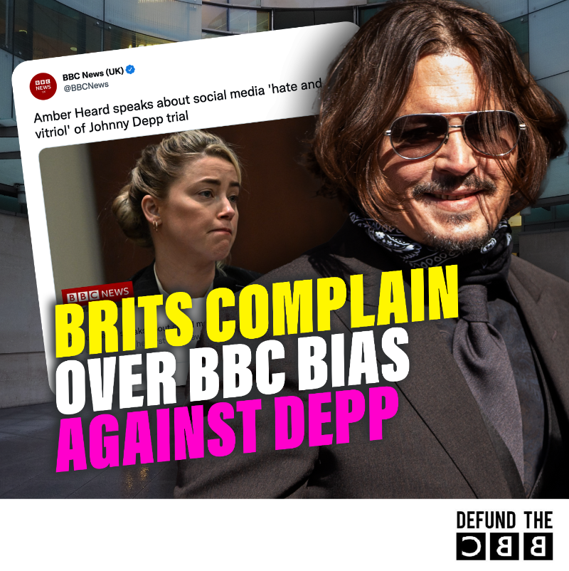 DefundBBC's tweet photo. The BBC has been hit with complaints around its coverage of the Johnny Depp and Amber Heard trial with critics saying the corporation failed to provide sufficient context for the verdict, as well as being biased against him during the trial.

#DefundTheBBC