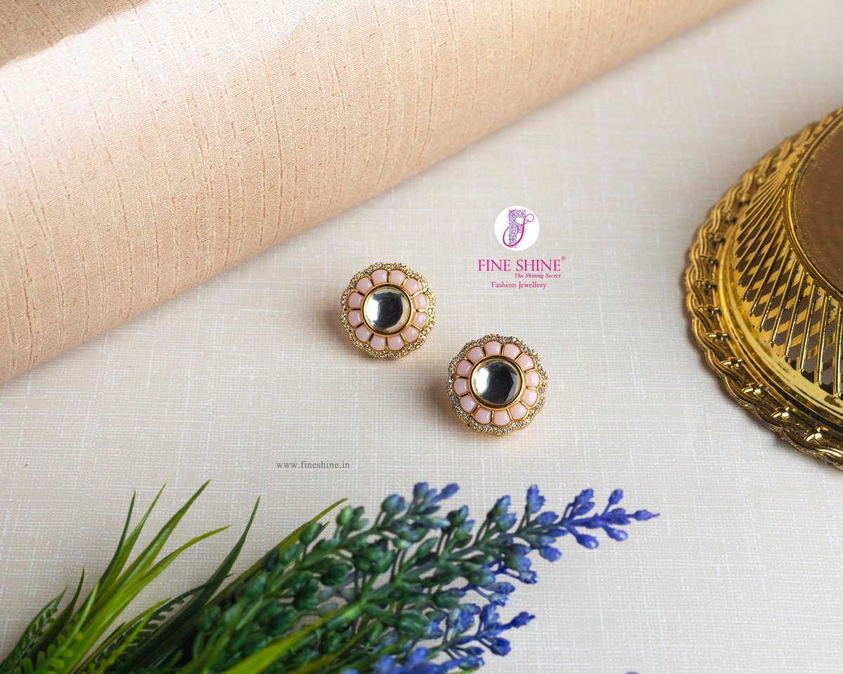 Get ready to make a statement wherever you go with our blush pink enamel studs. A smooth texture combined with a bold design to effuse everything from a little black dress to a lehenga with a little something special. To Purchase Call/Whatsapp us at 9840252574