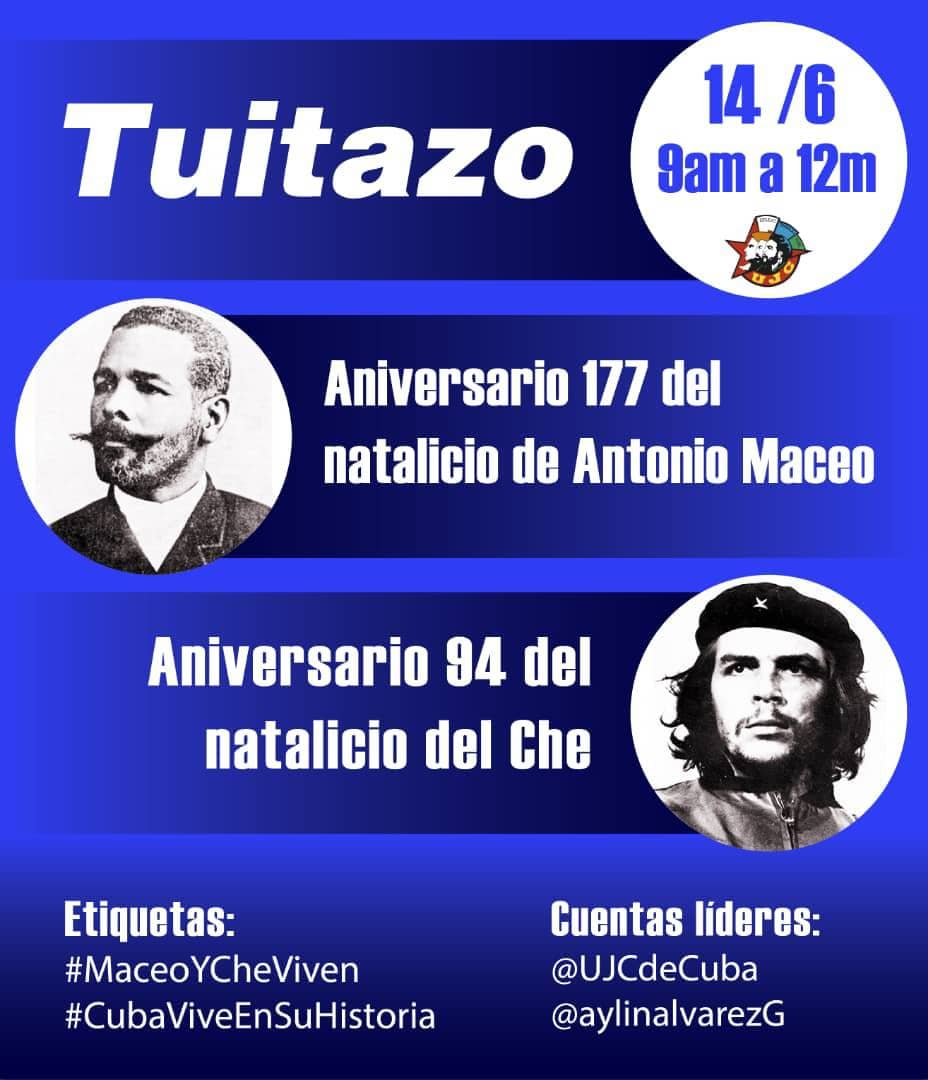 Hoy recordamos a 2 grandes de nuestra historia. Su legado lo llevamos siempre. 
#MaceoYCheViven 
#CubaViveEnSuHistoria